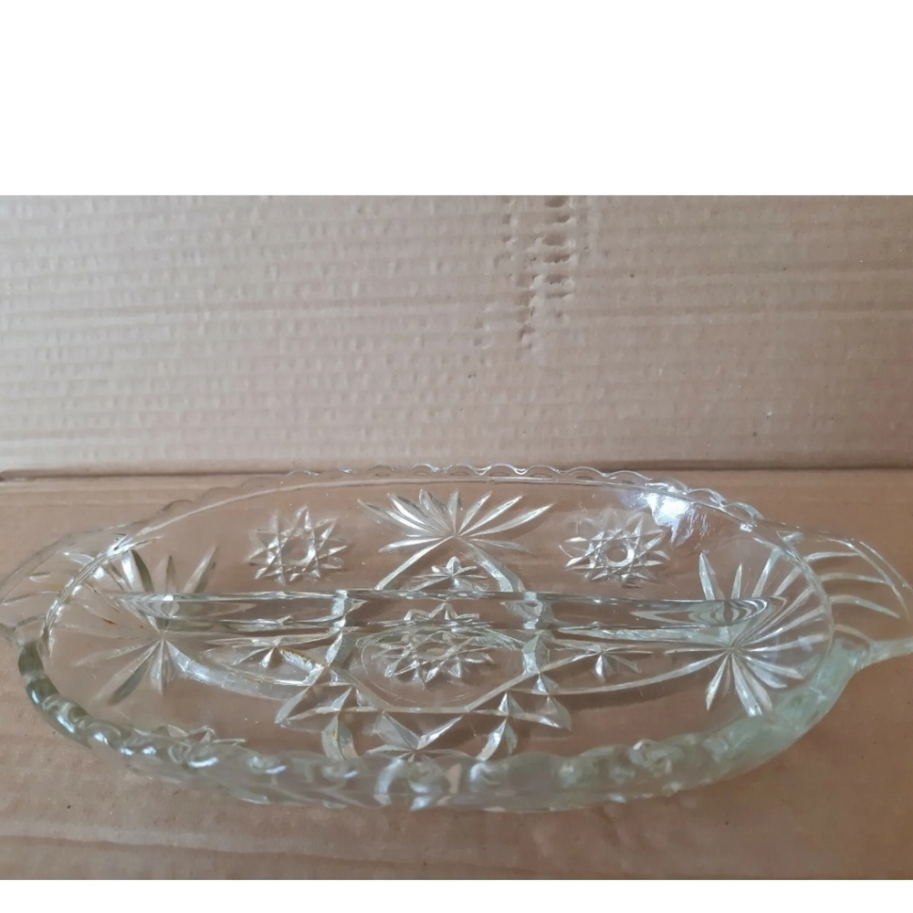 Vintage heavy Crystal divided Plates